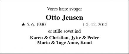 Dødsannoncen for Otto Jensen - Holstebro