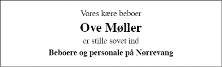 Dødsannoncen for Ove Møller - Skodborg