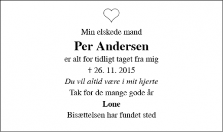 Dødsannoncen for Per Andersen - Grenå
