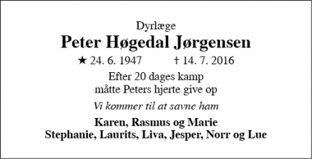 Dødsannoncen for Peter Høgedal Jørgensen - Viborg