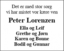 Dødsannoncen for Peter Lorenzen - Lyne 6880