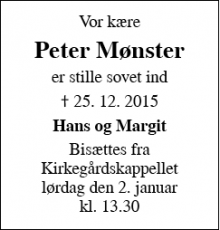 Dødsannoncen for Peter Mønster - Odense c
