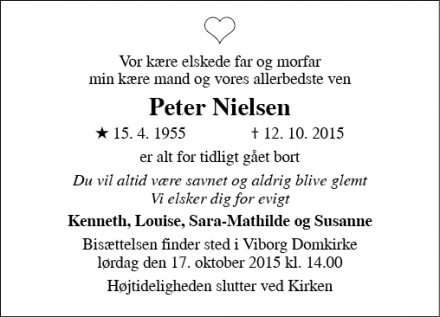 Dødsannoncen for Peter Nielsen - Viborg