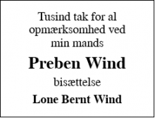 Dødsannoncen for Preben Wind - Vejle