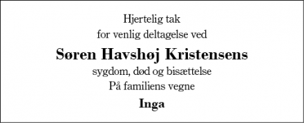 Dødsannoncen for Søren Havshøj Kristensen - Herning