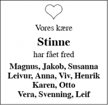 Dødsannoncen for Stinne Fiskbæk - Gudum/Lemvig
