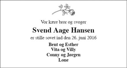 Dødsannoncen for Svend Aage Hansen - Ølgod