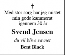 Dødsannoncen for Svend Jensen - Lem st.