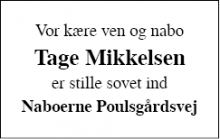 Dødsannoncen for Tage Mikkelsen - Ringkøbing