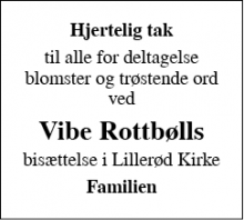 Dødsannoncen for Vibe Rottbøll - Allerød