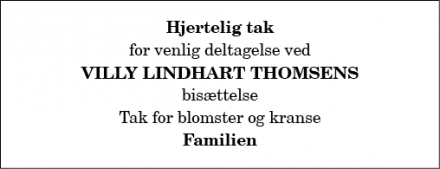 Dødsannoncen for Villy Lindhart Thomsen - Sæby