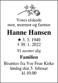 Dødsannonce skabelon 1-spaltet