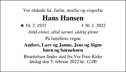 Dødsannonce skabelon 2-spaltet