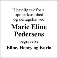 Taksigelsen for Marie Eline Pedersens - rødekro