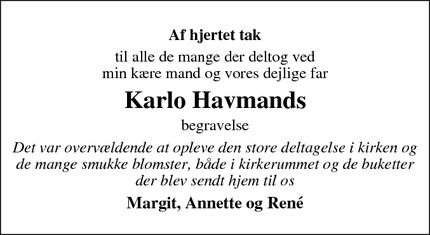 Taksigelsen for Karlo Havmands - Løjt Kirkeby 
