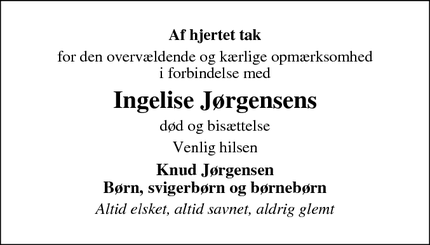 Taksigelsen for Ingelise Jørgensens - Aabenraa