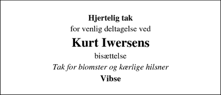 Taksigelsen for Kurt Iwersens - Aabenraa