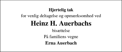 Taksigelsen for Heinz H. Auerbach - Tinglev
