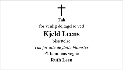 Taksigelsen for Kjeld Leens - Genner