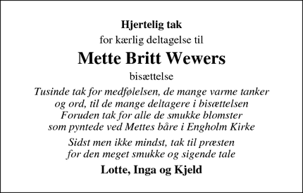 Taksigelsen for Mette Britt Wewers - Allerød