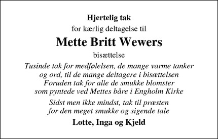 Taksigelsen for Mette Britt Wewers - Allerød