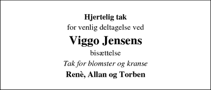 Taksigelsen for Viggo Jensens - Lynge