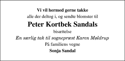 Taksigelsen for Peter Kortbek Sandals - Lillerød