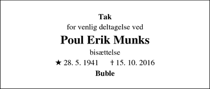 Taksigelsen for Poul Erik Munks - Amagerbro