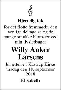 Taksigelsen for Willy Anker Larsens - Kastrup