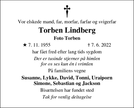 Dødsannoncen for Torben Lindberg - Kastrup