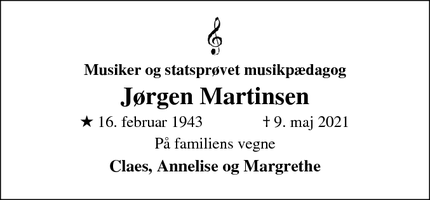 Dødsannoncen for Jørgen Martinsen - 2750