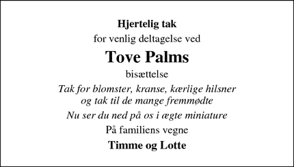 Taksigelsen for Tove Palms - Ballerup