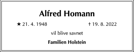 Dødsannoncen for Alfred Homann - Hellerup
