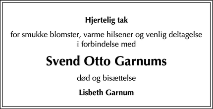 Taksigelsen for Svend Otto Garnum - Frederiksberg C
