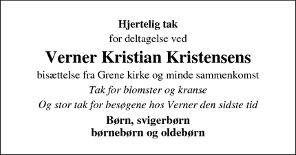 Taksigelsen for Verner Kristian Kristensens - Billund