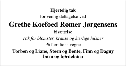 Taksigelsen for Grethe Koefoed Rømer Jørgensen - Åkirkeby