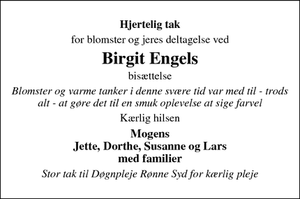 Taksigelsen for Birgit Engel - Rønne