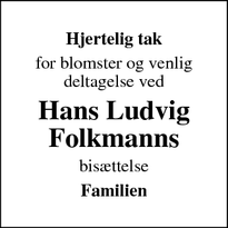 Taksigelsen for Hans Ludvig
Folkmanns - Aakirkeby