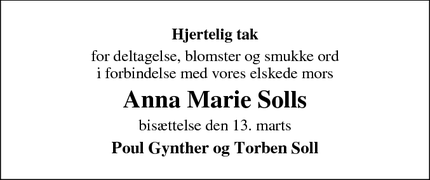 Taksigelsen for Anna Marie Solls - Padborg