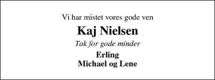 Dødsannoncen for Kaj Nielsen - Brande