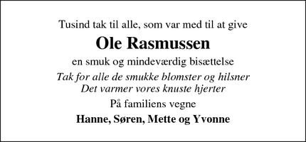 Taksigelsen for Ole Rasmussen - Brædstrup