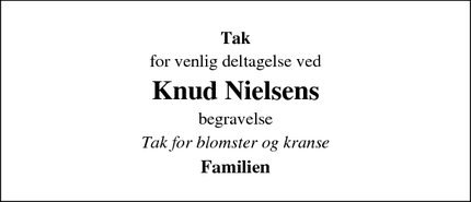Taksigelsen for Knud Nielsens - Vipperød