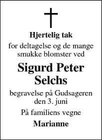 Taksigelsen for Sigurd Peter
Selchs - Tønder 