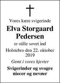 Dødsannoncen for Elva Storgaard
Pedersen - Holstebro