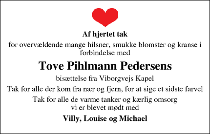 Taksigelsen for Tove Pihlmann Pedersens - Holstebro