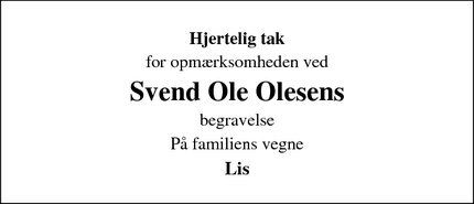 Taksigelsen for Svend Ole Olesens - Hørning