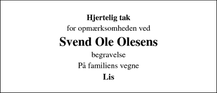 Taksigelsen for Svend Ole Olesens - Hørning
