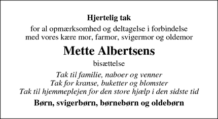 Taksigelsen for Mette Albertsens - No, Ringkøbing