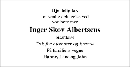 Taksigelsen for Inger Skov Albertsens - Lem