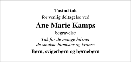 Taksigelsen for Ane Marie Kamps - Ringkøbing